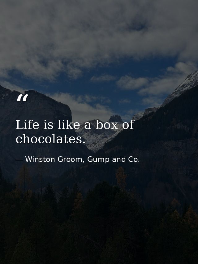 Life is like a box of chocolates. — Winston Groom, Gump and Co.