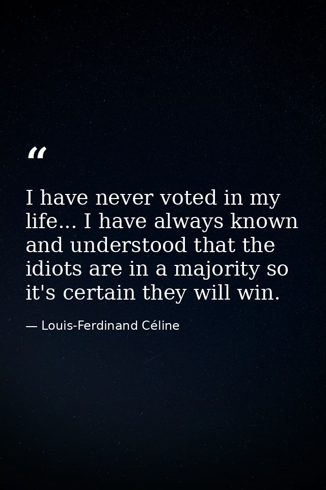 I have never voted in my life... I have always known and understood that the idiots are in a majority so it's certain th — Louis-Ferdinand Céline