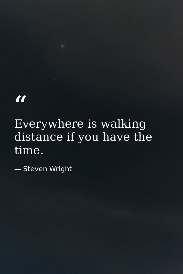 Everywhere is walking distance if you have the time. — Steven Wright