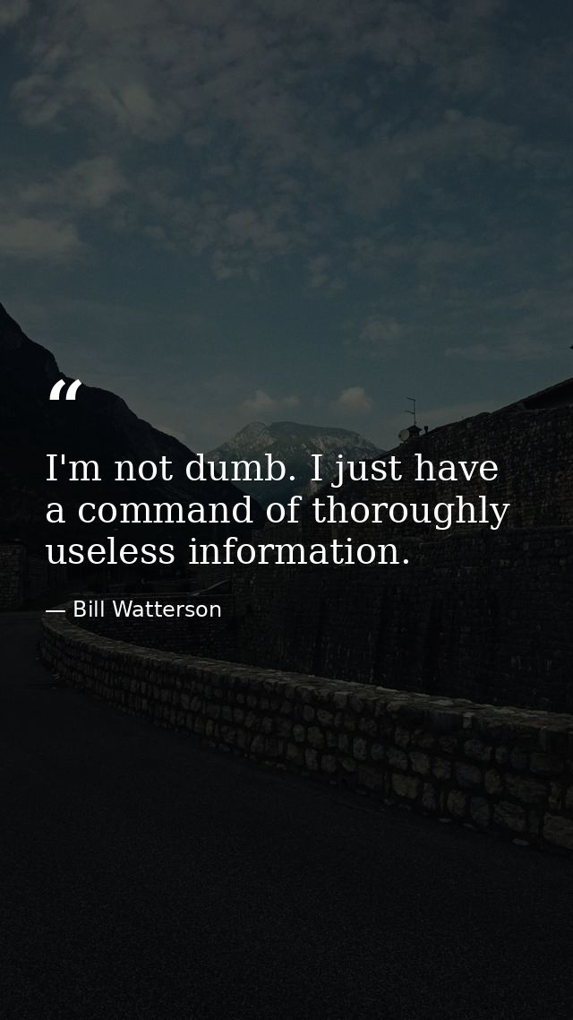 I'm not dumb. I just have a command of thoroughly useless information. — Bill Watterson