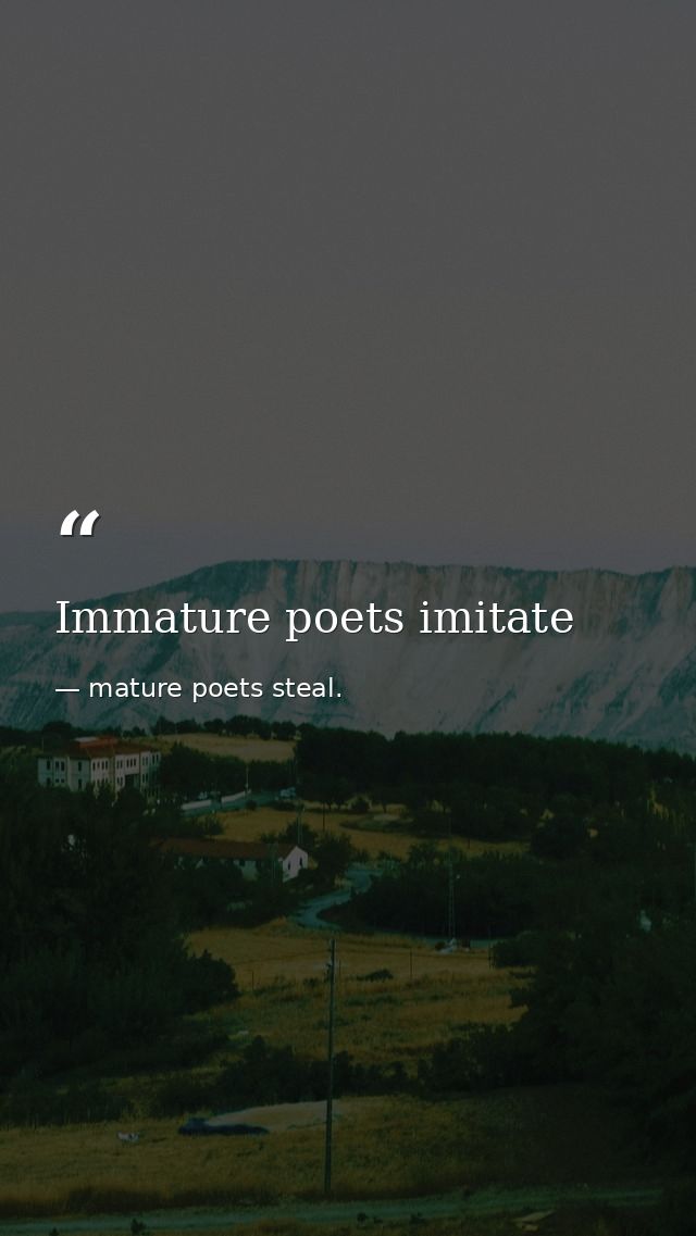 Immature poets imitate — mature poets steal.