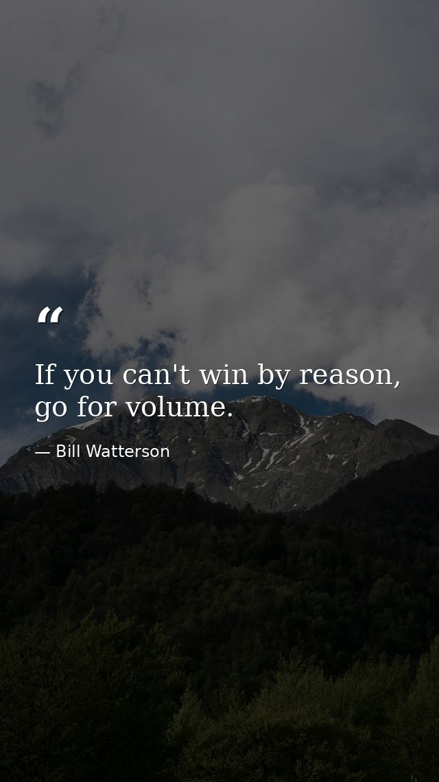 If you can't win by reason, go for volume. — Bill Watterson