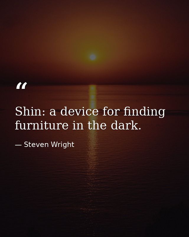 Shin: a device for finding furniture in the dark. — Steven Wright