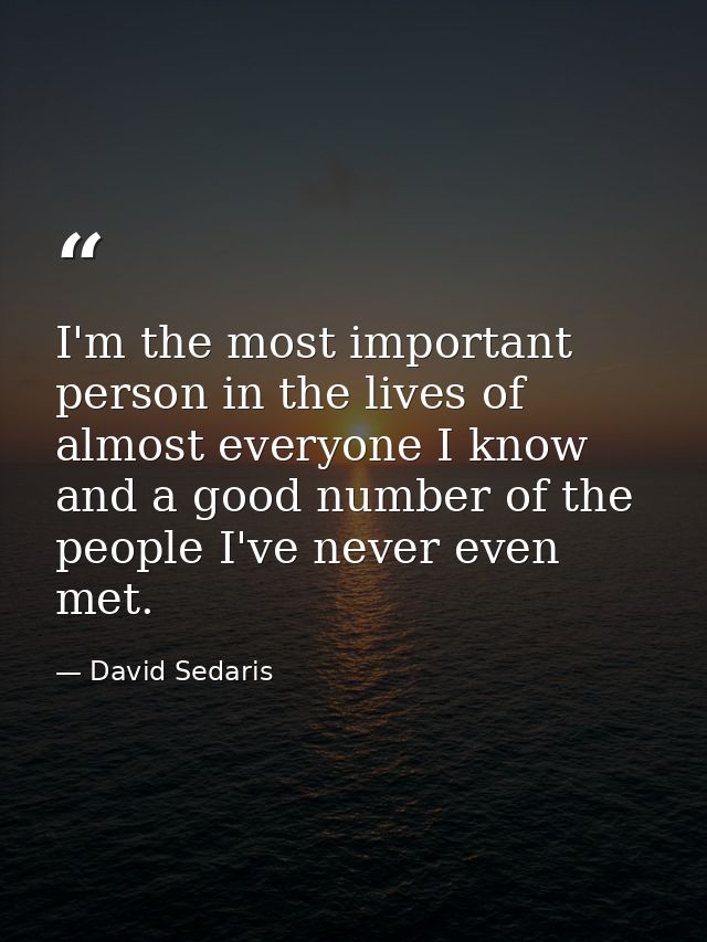 I'm the most important person in the lives of almost everyone I know and a good number of the people I've never even met — David Sedaris