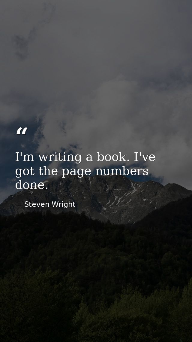 I'm writing a book. I've got the page numbers done. — Steven Wright