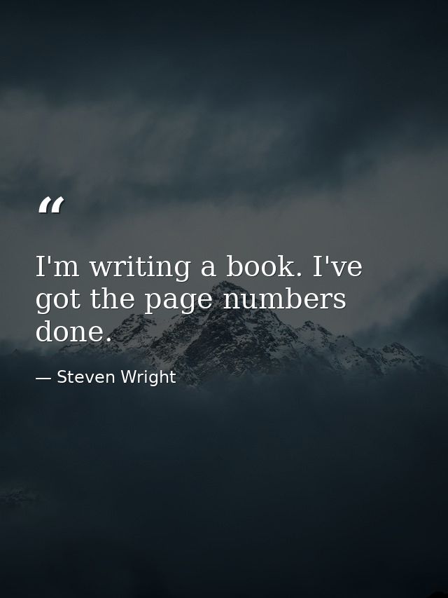 I'm writing a book. I've got the page numbers done. — Steven Wright