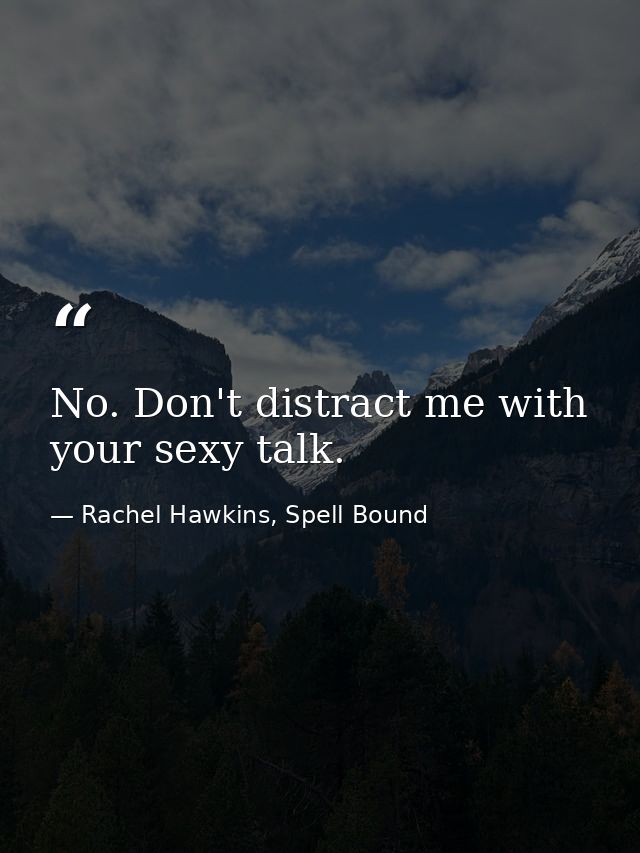 No. Don't distract me with your sexy talk. — Rachel Hawkins, Spell Bound