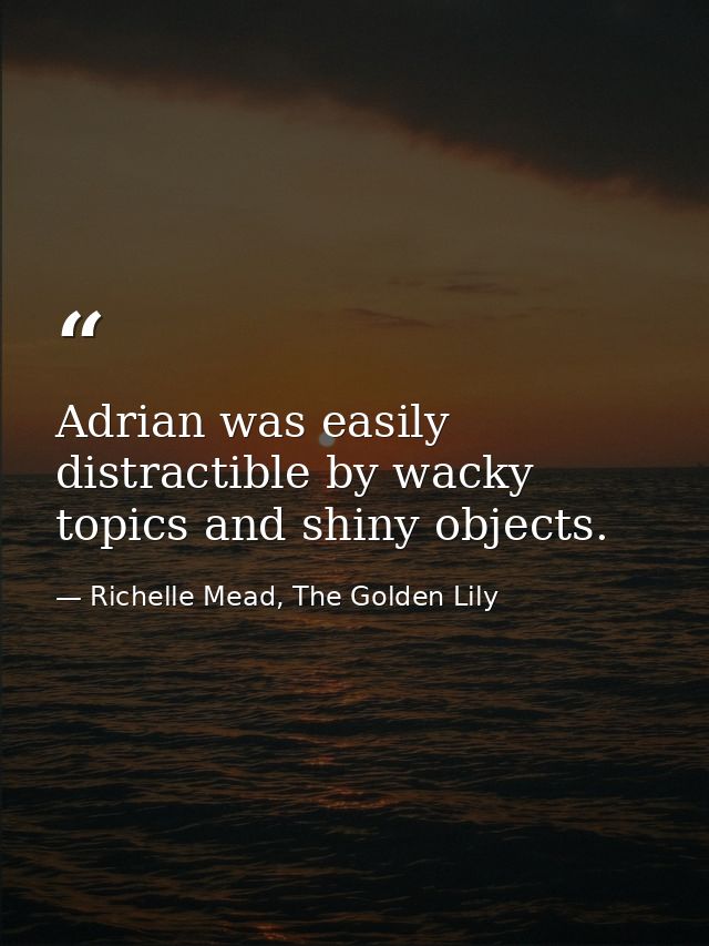 Adrian was easily distractible by wacky topics and shiny objects. — Richelle Mead, The Golden Lily