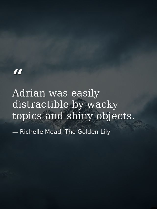 Adrian was easily distractible by wacky topics and shiny objects. — Richelle Mead, The Golden Lily