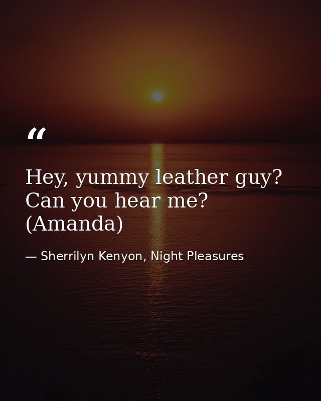 Hey, yummy leather guy? Can you hear me? (Amanda) — Sherrilyn Kenyon, Night Pleasures