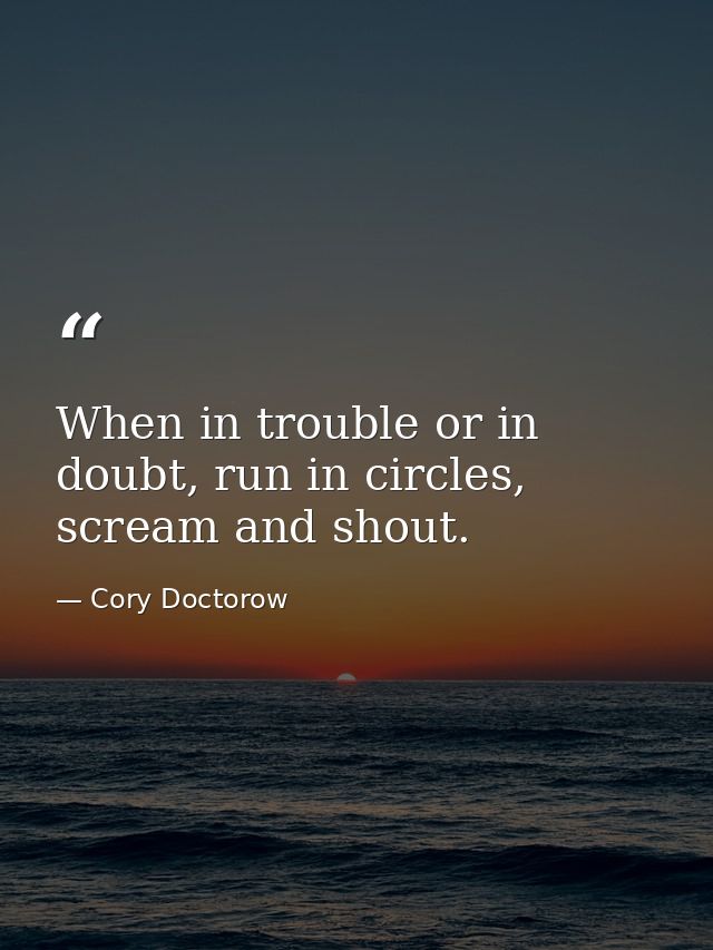 When in trouble or in doubt, run in circles, scream and shout. — Cory Doctorow