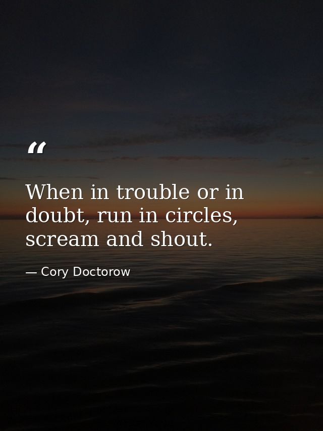 When in trouble or in doubt, run in circles, scream and shout. — Cory Doctorow