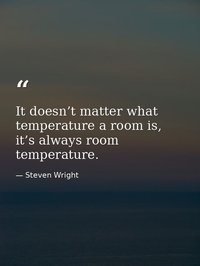 It doesn’t matter what temperature a room is, it’s always room temperature. — Steven Wright