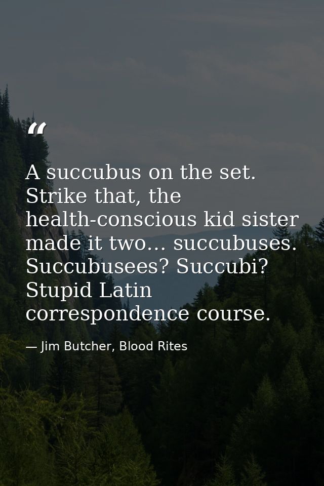 A succubus on the set. Strike that, the health-conscious kid sister made it two… succubuses. Succubusees? Succubi? Stupi — Jim Butcher, Blood Rites