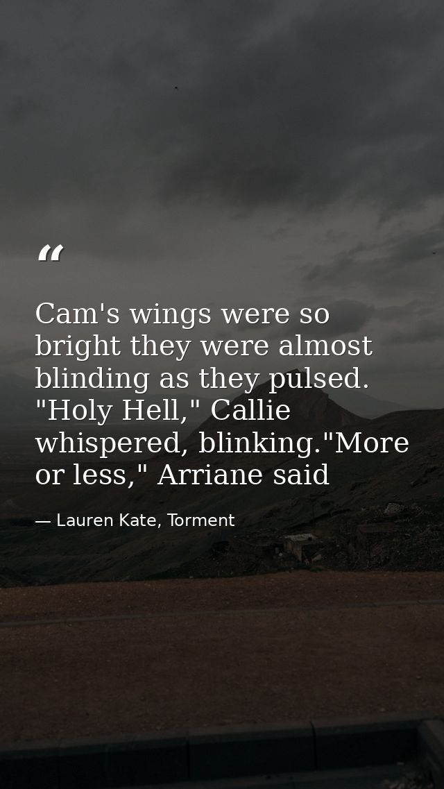 Cam's wings were so bright they were almost blinding as they pulsed. "Holy Hell," Callie whispered, blinking."More or le — Lauren Kate, Torment