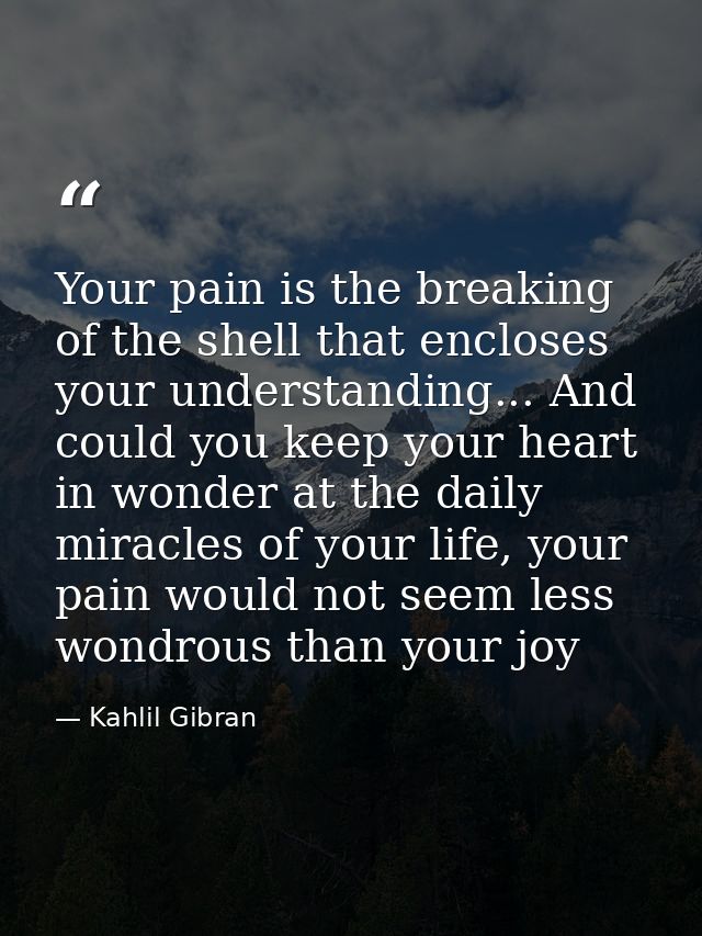 Your pain is the breaking of the shell that encloses your understanding... And could you keep your heart in wonder at th — Kahlil Gibran