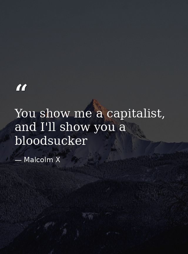 You show me a capitalist, and I'll show you a bloodsucker — Malcolm X