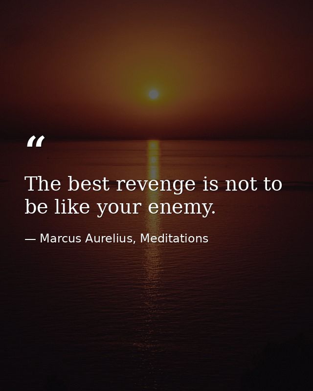 The best revenge is not to be like your enemy. — Marcus Aurelius, Meditations