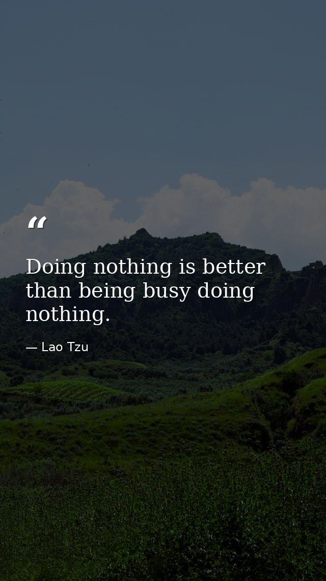 Doing nothing is better than being busy doing nothing. — Lao Tzu