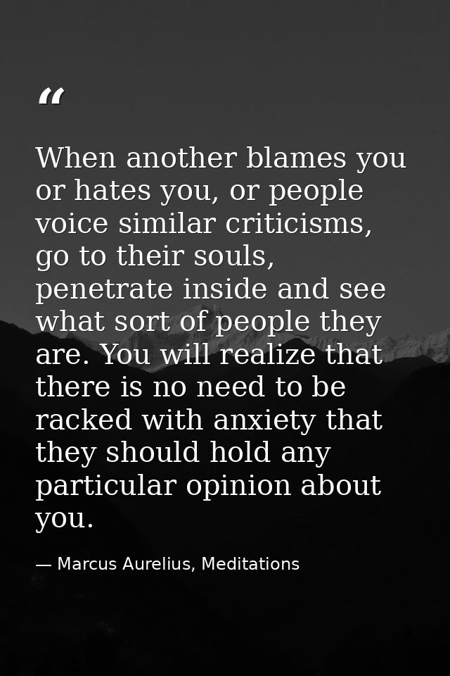 When another blames you or hates you, or people voice similar criticisms, go to their souls, penetrate inside and see wh — Marcus Aurelius, Meditations