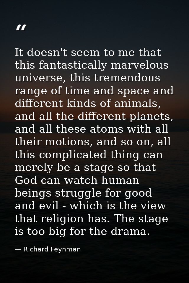 It doesn't seem to me that this fantastically marvelous universe, this tremendous range of time and space and different  — Richard Feynman
