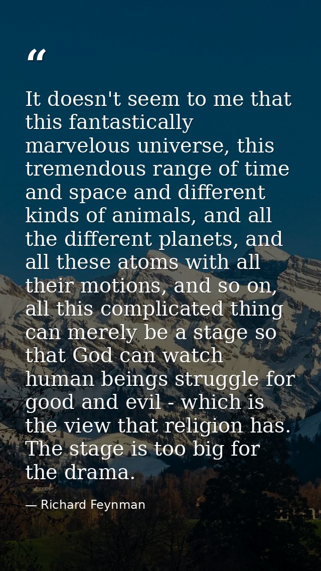 It doesn't seem to me that this fantastically marvelous universe, this tremendous range of time and space and different  — Richard Feynman
