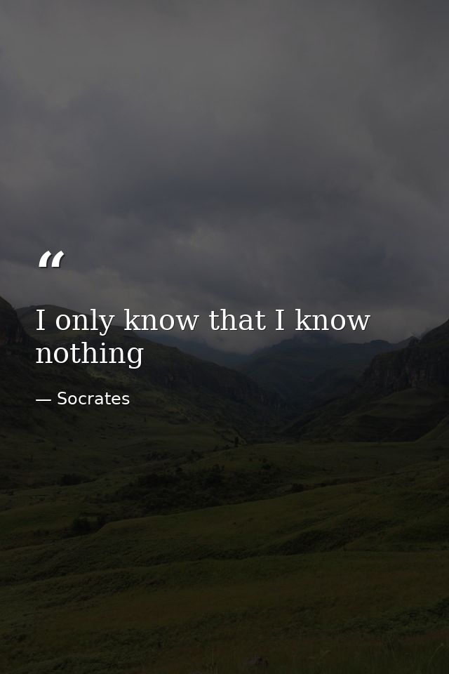 I only know that I know nothing — Socrates