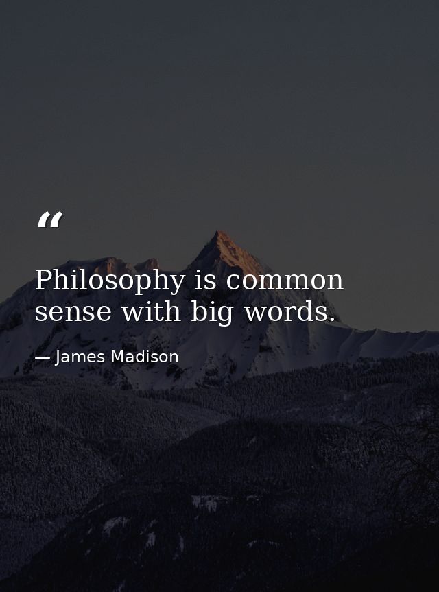 Philosophy is common sense with big words. — James Madison