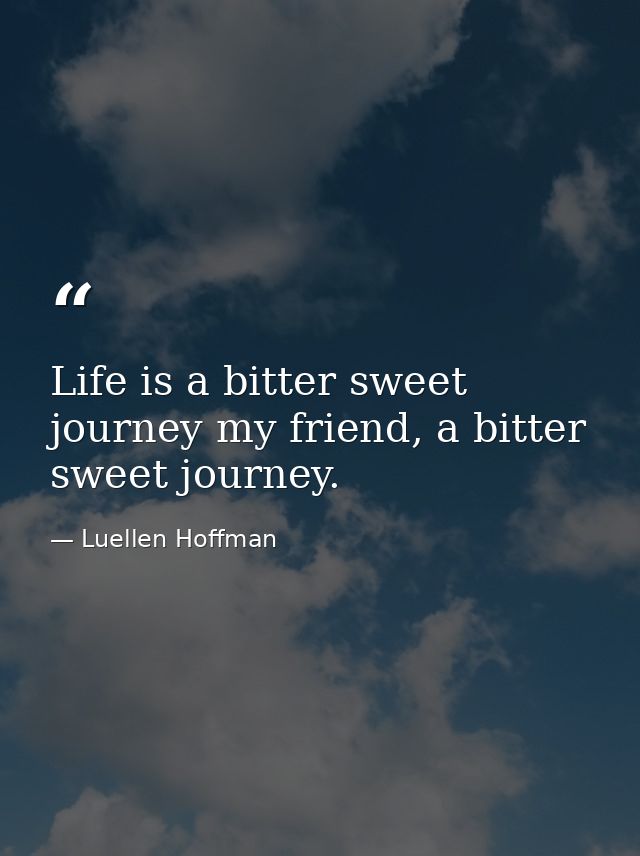 Life is a bitter sweet journey my friend, a bitter sweet journey. — Luellen Hoffman