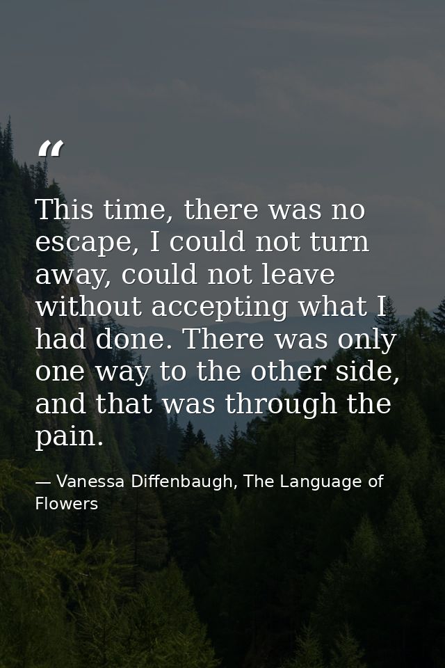 This time, there was no escape, I could not turn away, could not leave without accepting what I had done. There was only — Vanessa Diffenbaugh, The Language of Flowers