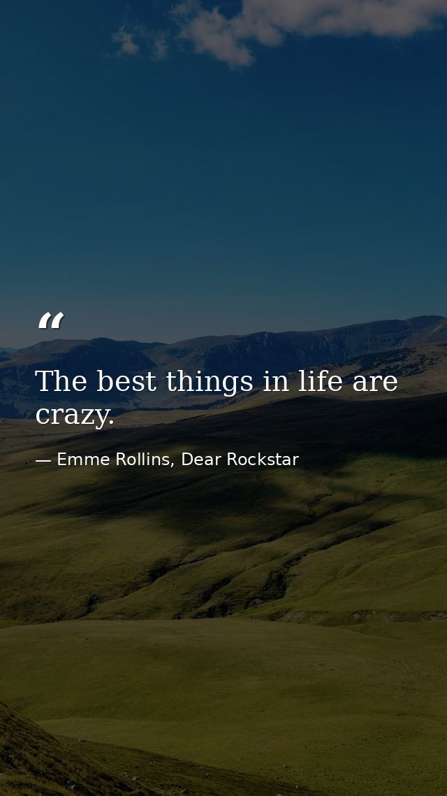 The best things in life are crazy. — Emme Rollins, Dear Rockstar
