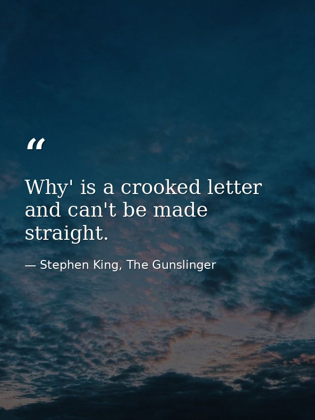 Why' is a crooked letter and can't be made straight. — Stephen King, The Gunslinger