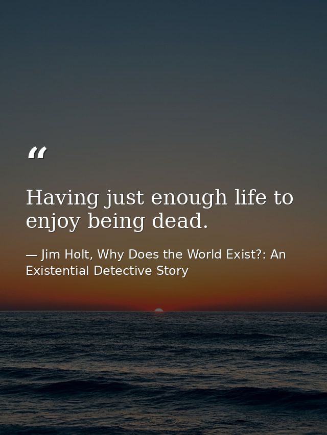 Having just enough life to enjoy being dead. — Jim Holt, Why Does the World Exist?: An Existential Detective Story