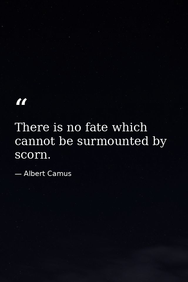 There is no fate which cannot be surmounted by scorn. — Albert Camus