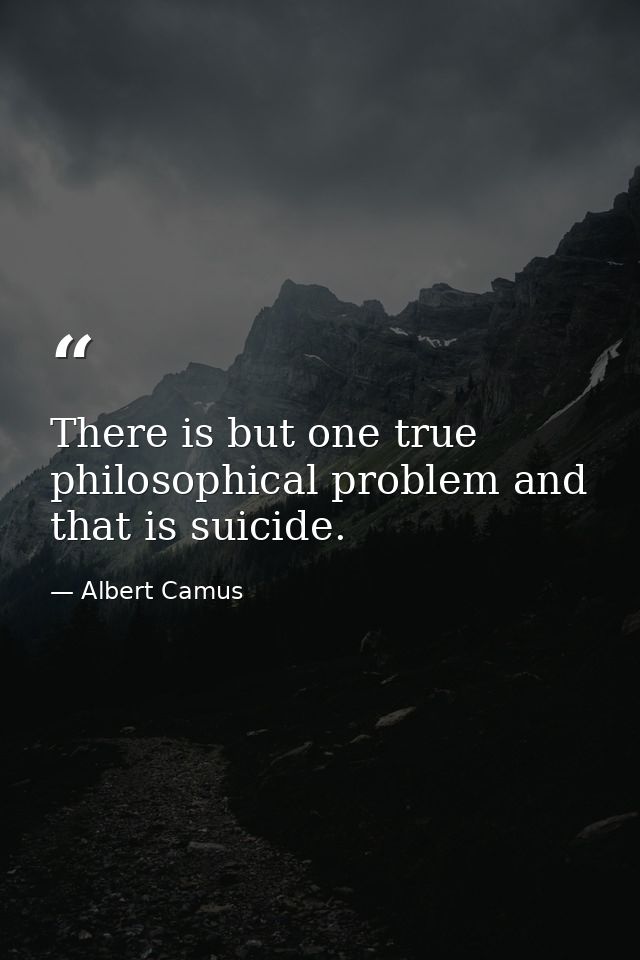 There is but one true philosophical problem and that is suicide. — Albert Camus