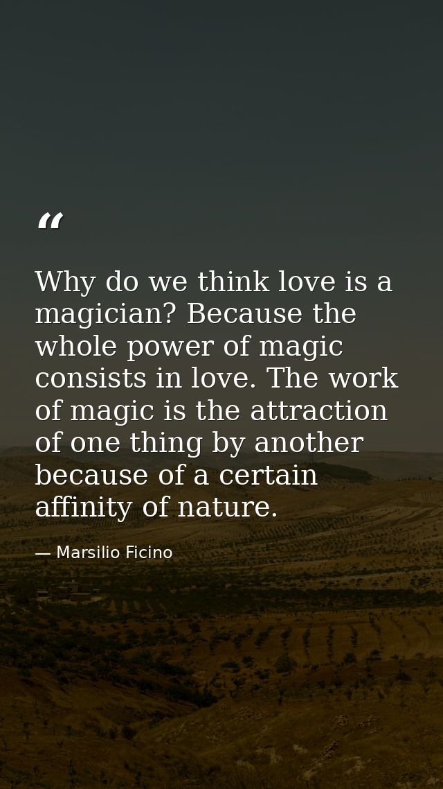 Why do we think love is a magician? Because the whole power of magic consists in love. The work of magic is the attracti — Marsilio Ficino
