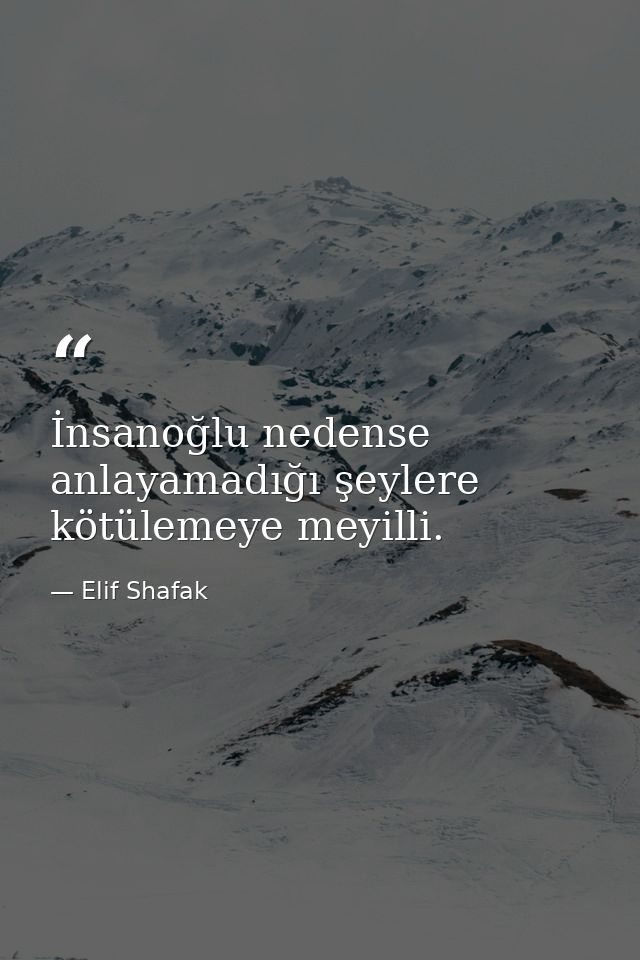 İnsanoğlu nedense anlayamadığı şeylere kötülemeye meyilli. — Elif Shafak