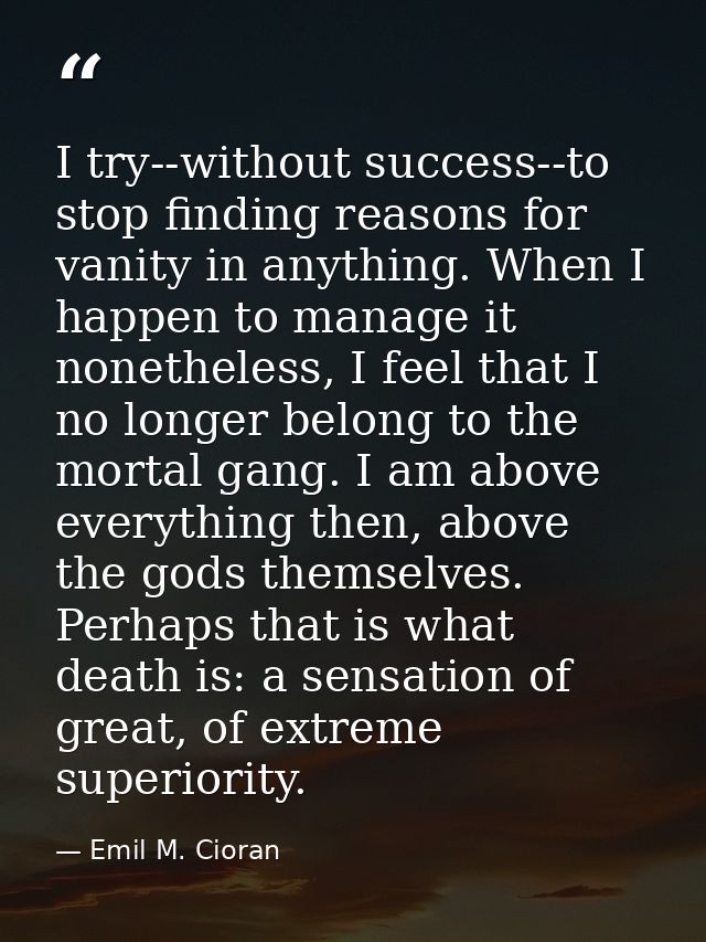 I try--without success--to stop finding reasons for vanity in anything. When I happen to manage it nonetheless, I feel t — Emil M. Cioran