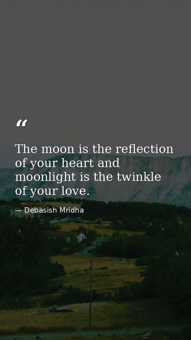 The moon is the reflection of your heart and moonlight is the twinkle of your love. — Debasish Mridha