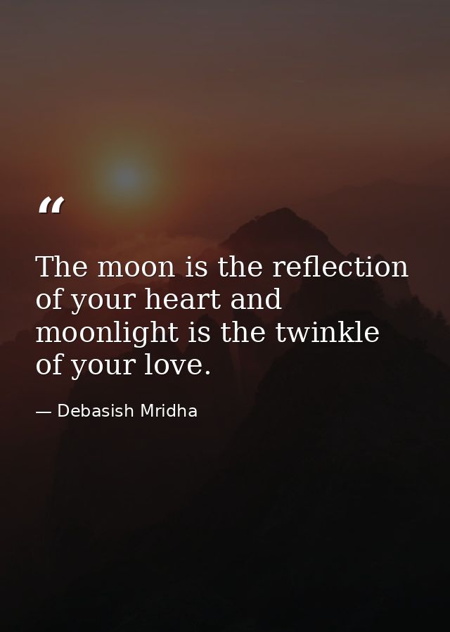 The moon is the reflection of your heart and moonlight is the twinkle of your love. — Debasish Mridha