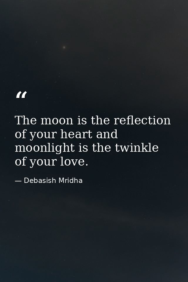 The moon is the reflection of your heart and moonlight is the twinkle of your love. — Debasish Mridha