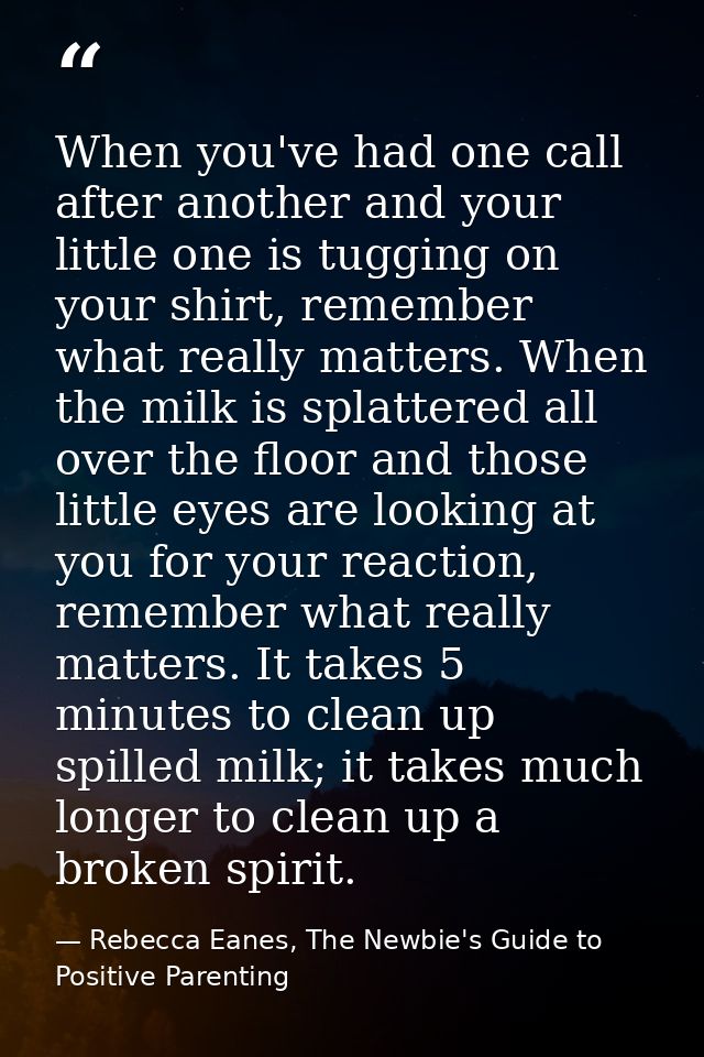 When you've had one call after another and your little one is tugging on your shirt, remember what really matters. When  — Rebecca Eanes, The Newbie's Guide to Positive Parenting