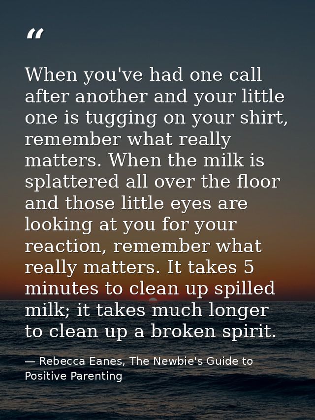 When you've had one call after another and your little one is tugging on your shirt, remember what really matters. When  — Rebecca Eanes, The Newbie's Guide to Positive Parenting