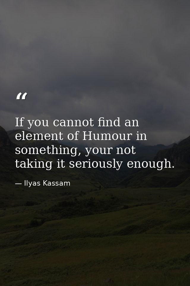 If you cannot find an element of Humour in something, your not taking it seriously enough. — Ilyas Kassam