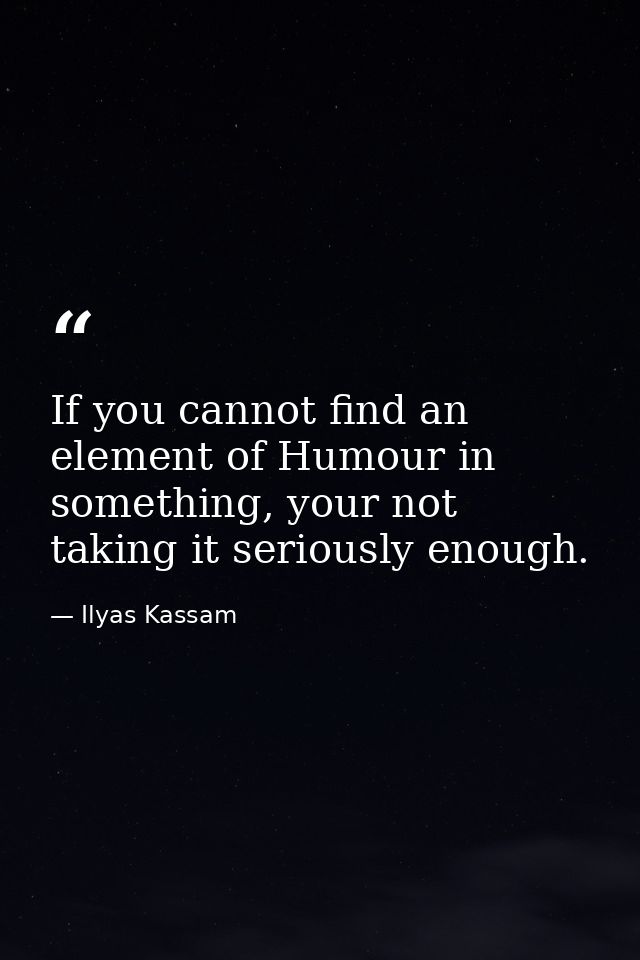 If you cannot find an element of Humour in something, your not taking it seriously enough. — Ilyas Kassam