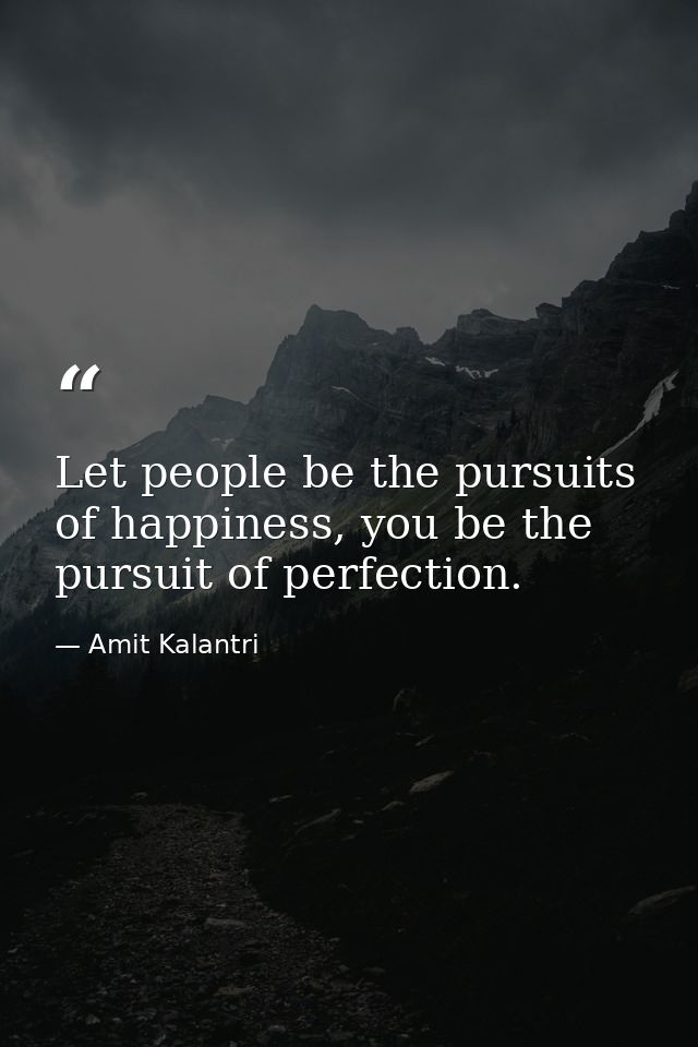 Let people be the pursuits of happiness, you be the pursuit of perfection. — Amit Kalantri