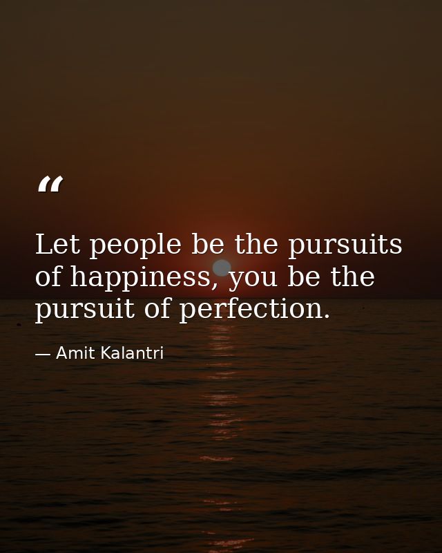 Let people be the pursuits of happiness, you be the pursuit of perfection. — Amit Kalantri