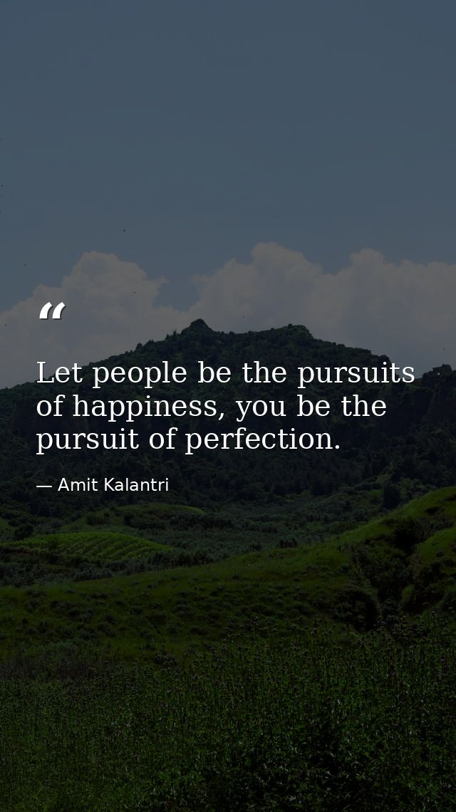 Let people be the pursuits of happiness, you be the pursuit of perfection. — Amit Kalantri
