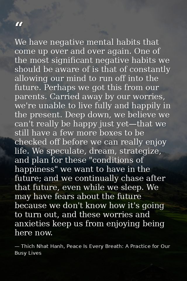 We have negative mental habits that come up over and over again. One of the most significant negative habits we should b — Thich Nhat Hanh, Peace Is Every Breath: A Practice for Our Busy Lives