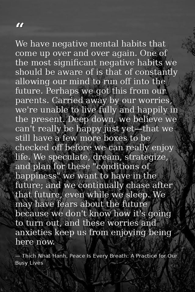 We have negative mental habits that come up over and over again. One of the most significant negative habits we should b — Thich Nhat Hanh, Peace Is Every Breath: A Practice for Our Busy Lives